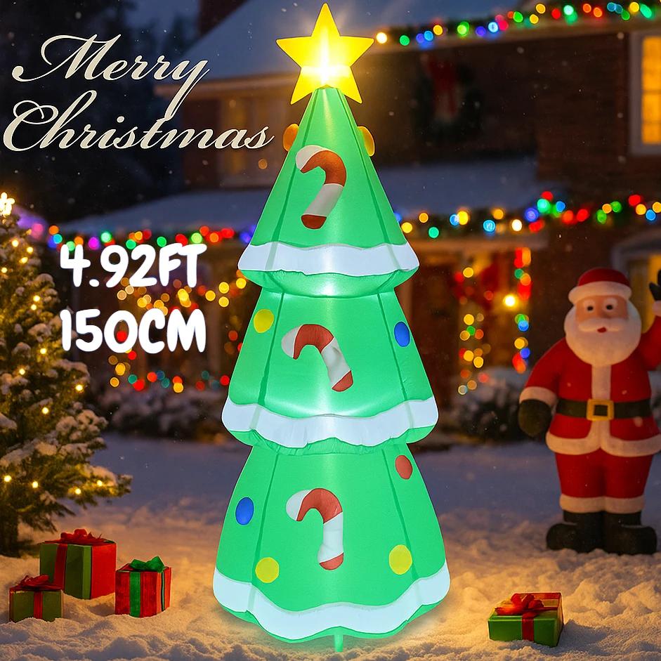 4.92FT Christmas Inflatable Toys with LED Light Xmas Star Tree Supplies Home Ornament Festive Gift Christmas Yard Decorations