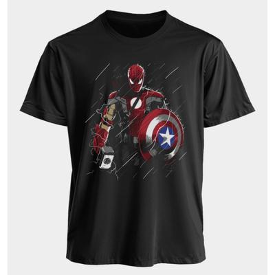 Men's T-shirt-Man Captain America Thor Summer American Spring and Autumn New Casual Retro Print Short-sleeved