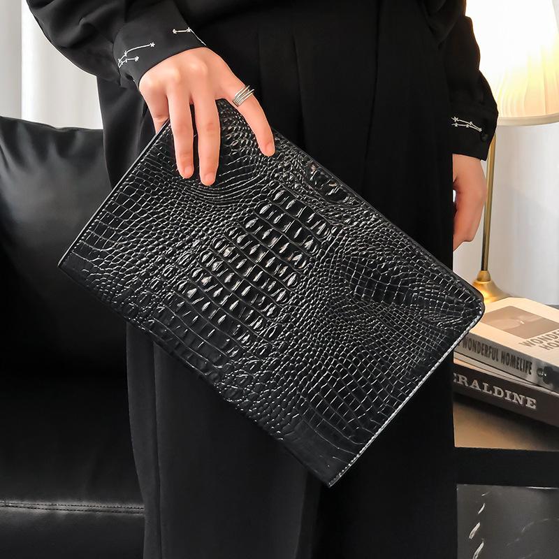 Crocodile Pattern Men'S And Women'S Clutch Bags, Korean Version Men'S Bags, Casual Envelope Bags, Ipad Bags, File Bags, Trendy Handbags.