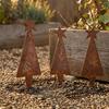 Metal Garden Stake RustColored Antiqued Weathered Christmas Tree 3PCS
