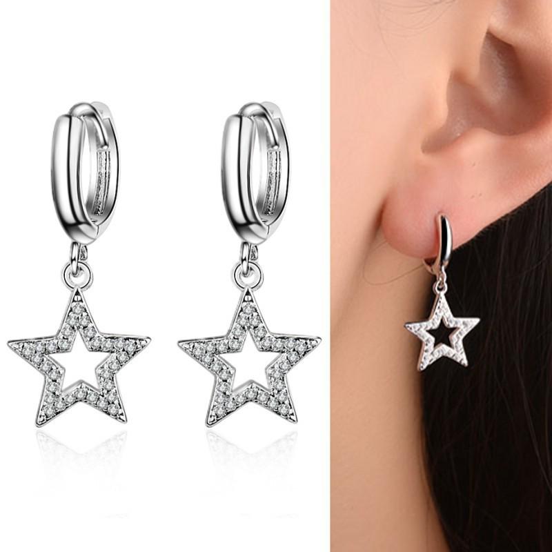 

Шикарные корейские серьги-пусеты с подвесками в виде пятиконечных звезд - Женские милые и универсальные украшения