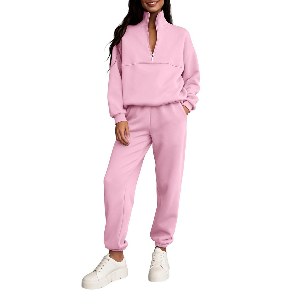 Damen 2-teiliges Farb-Freizeit-Sportbekleidungs-Set mit langen Hosen