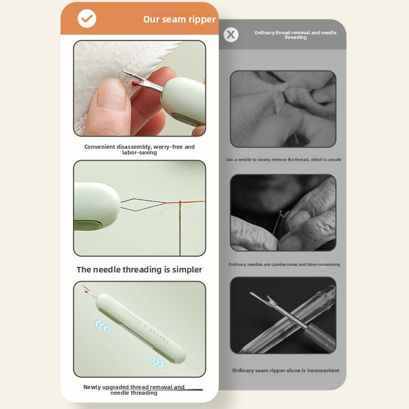 2-in-1 Needle Threader and Thread Remover Tool for DIY Sewing