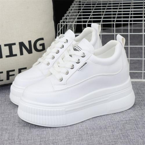 Fashion High Quality 10cm Platform Wedge Sneakers Height Increased Shoes Leather Women Spring Autumn Waterproof Shoes Tenis De Mujer