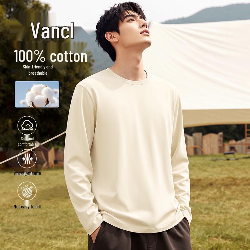 VANCL Men's Cotton Long-Sleeve Oversized T-Shirt