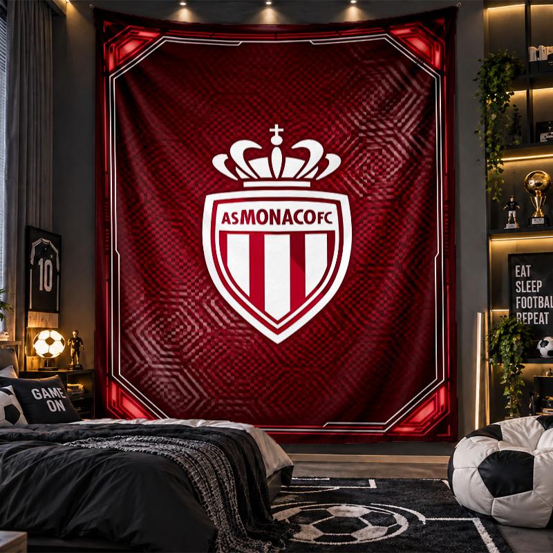 Wall Hanging Tapestry Monaco FC Print Cloth for Living Room Bedroom Home Decor
