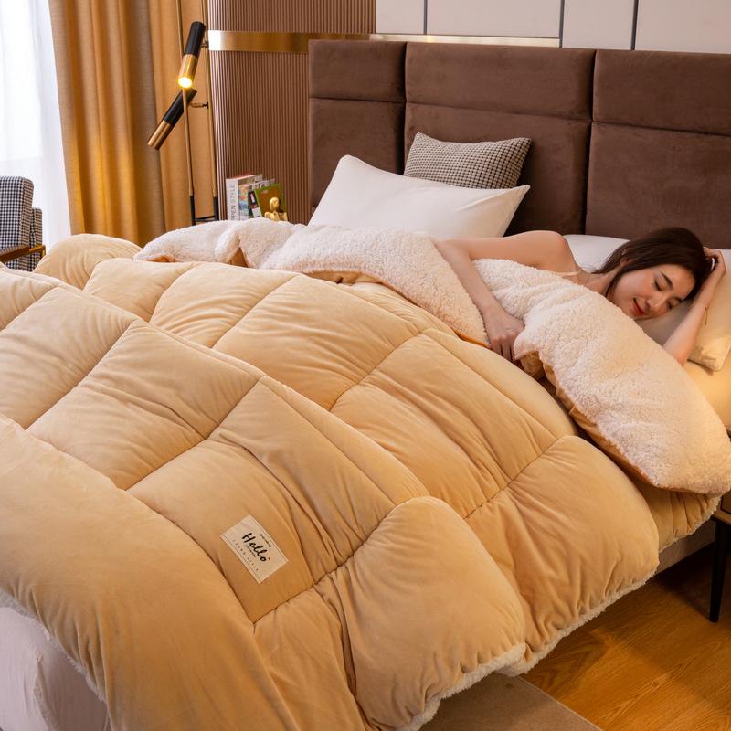 Double-Sided Lambswool Fleece Quilt: Thick, Warm Comforter for Winter, Spring, and Autumn