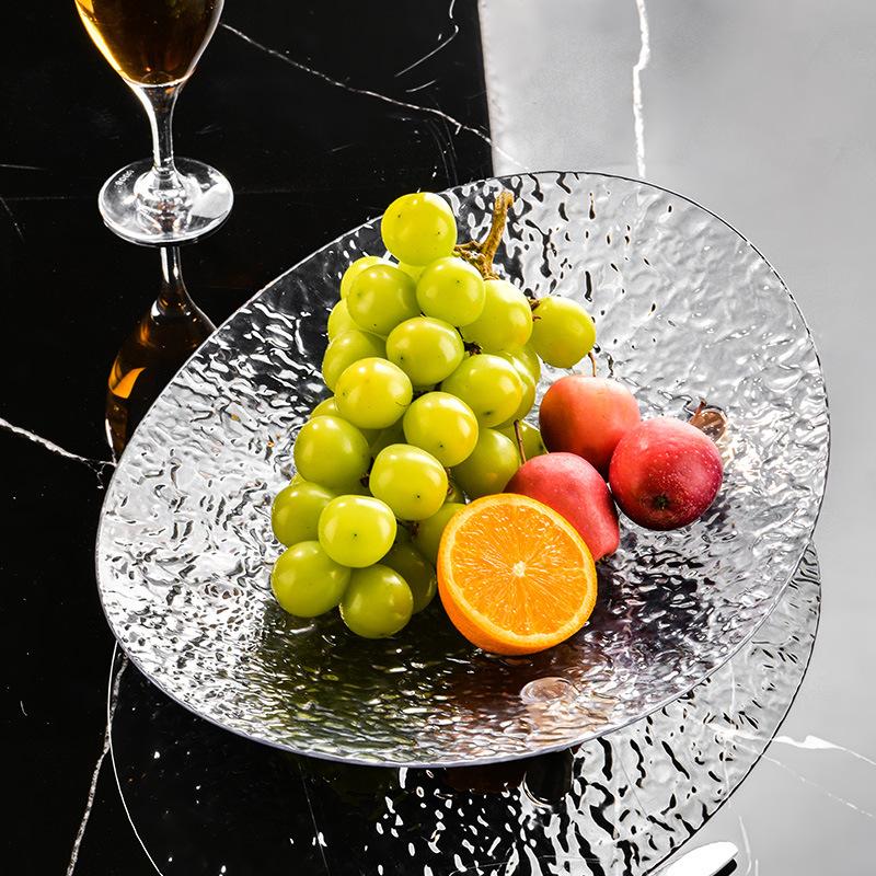 Light Luxury Living Room Coffee Table Water Ripple Fruit Plate Glacier Pattern Candy Dried Fruit Snack Plate Pastry Bread Tray