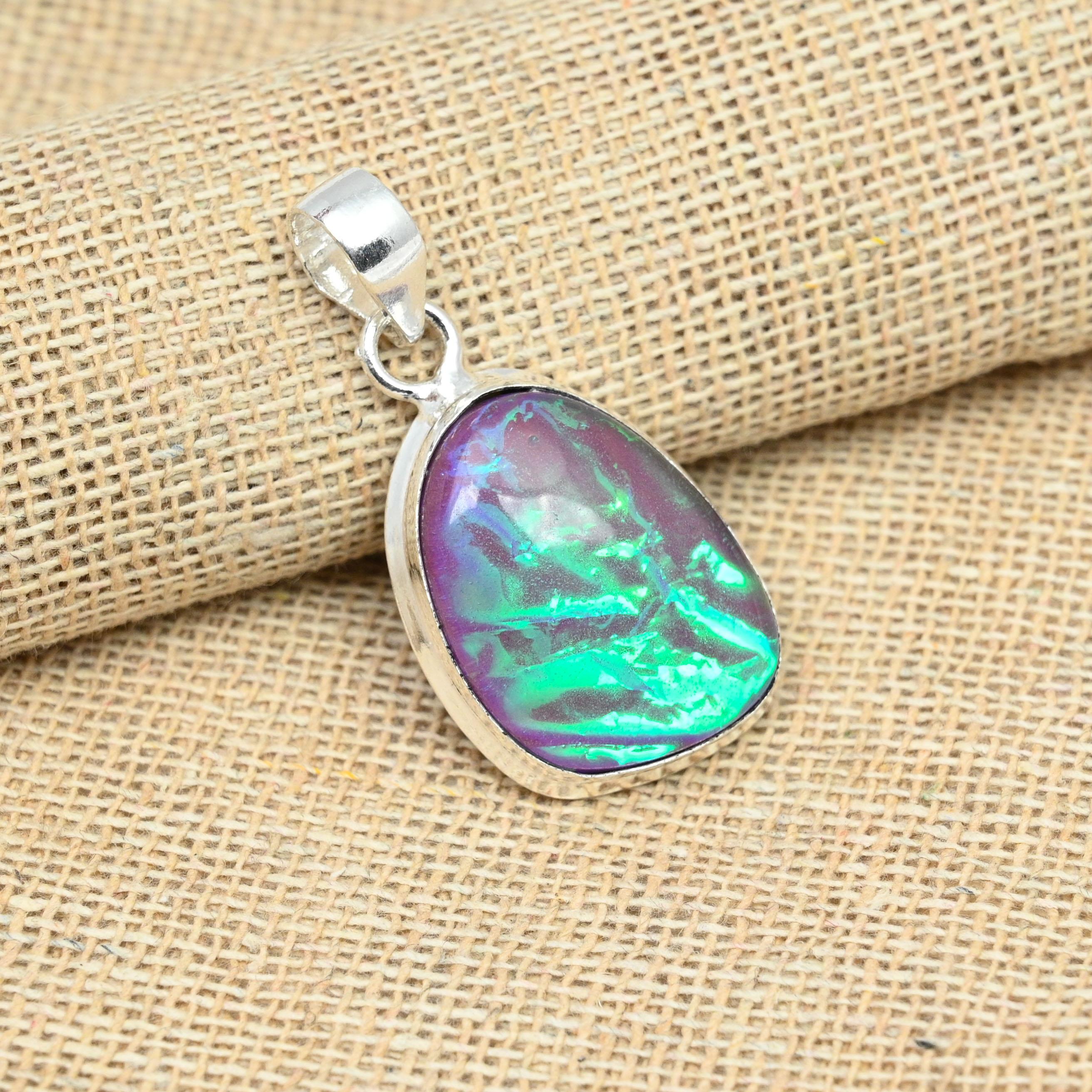 

Фиолетовый австралийский тройной опал, драгоценный камень, ювелирные изделия ручной работы из стерлингового серебра 925 пробы, красивый кулон 1.57 Inches фиолетовый
