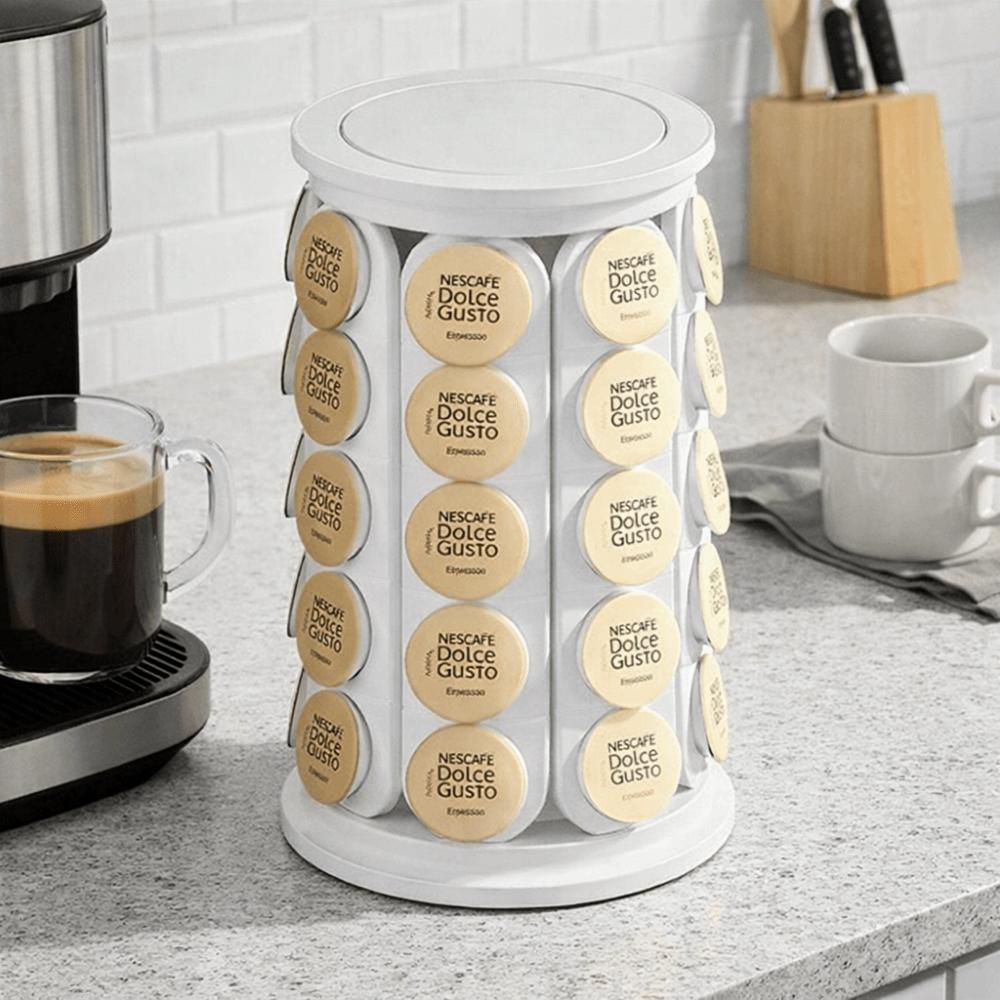 Large Capacity Coffee Capsule Holder 360 Degree Rotating Coffee Organizer  Kitchen Decor