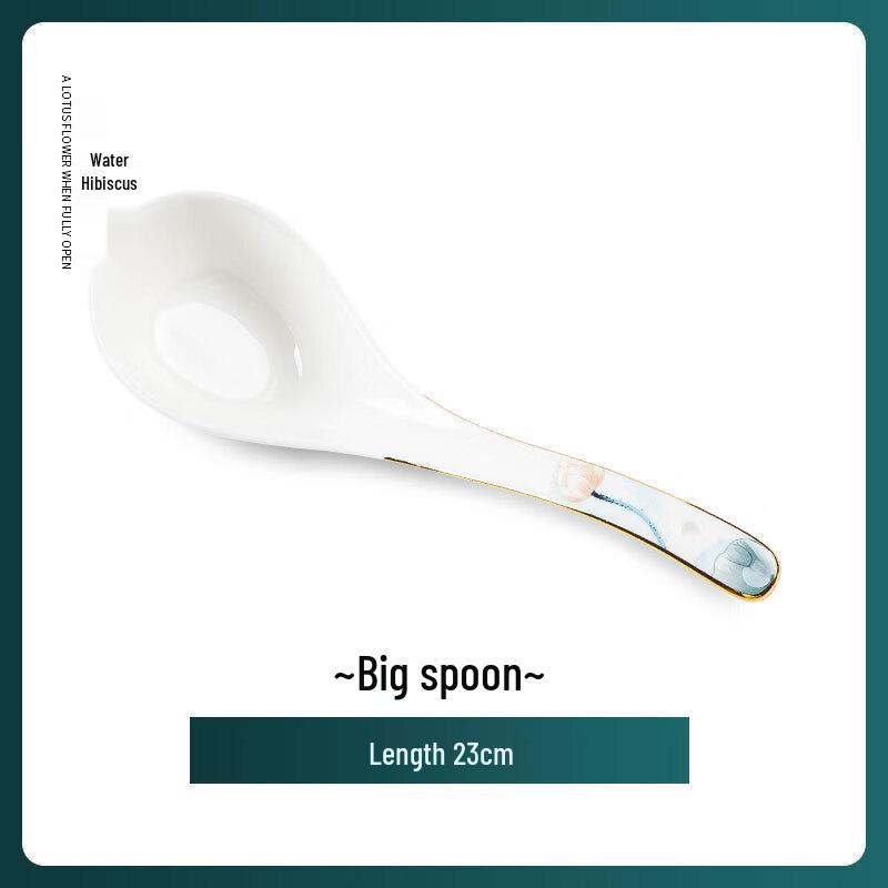 Hand-Painted Gold Lotus Ceramic Serving Spoon Large Spoon (Hand-painted Gold)