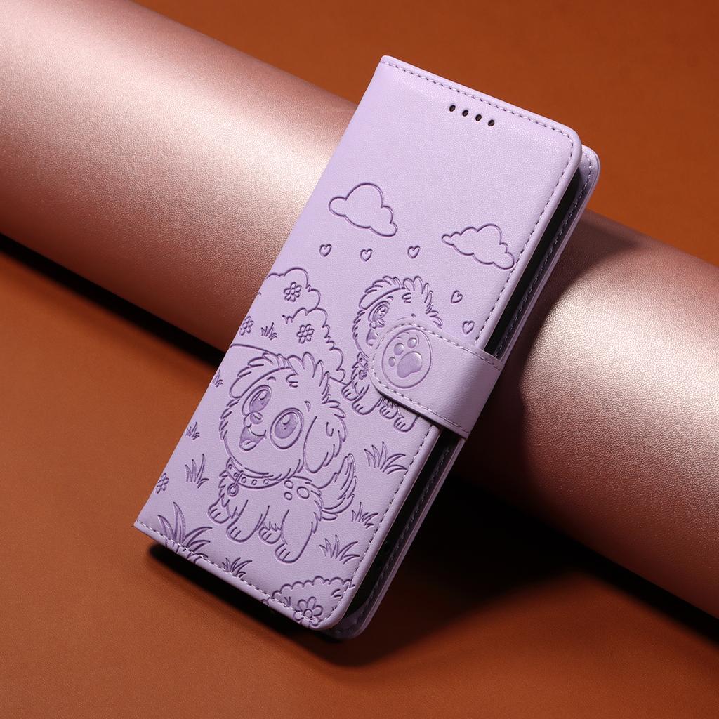 For Xiaomi 17 Pro Max Case RFID Blocking Imprinted Dog Pattern PU Leather Phone Cover with Wrist Strap
