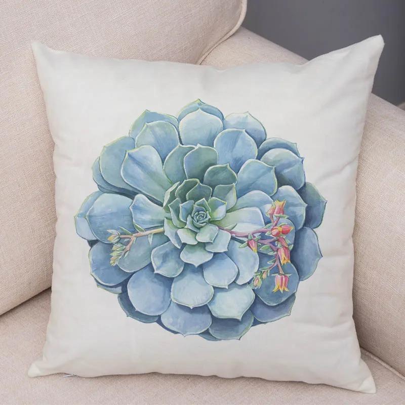 

Акварельные суккуленты Декоративная наволочка Офис Гостиная Автомобиль Украшения Дома Наволочка 40x40cm