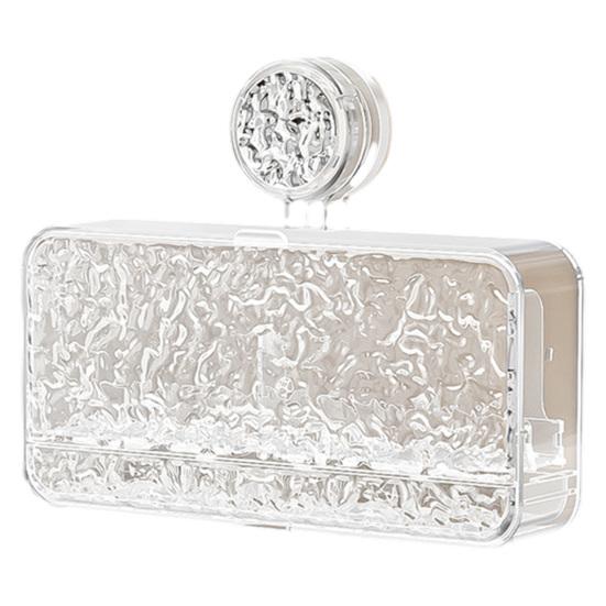 Soap Box with Draining Vacuum Suction Cup No Drilling Soap Dish Transparent Large Capacity Soap Holder Bathroom Storage