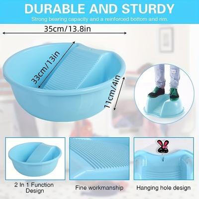 Portable Anti-Skid Wash Basin with Built-in Board for Hand Washing Clothes, Home & Outdoor Use.