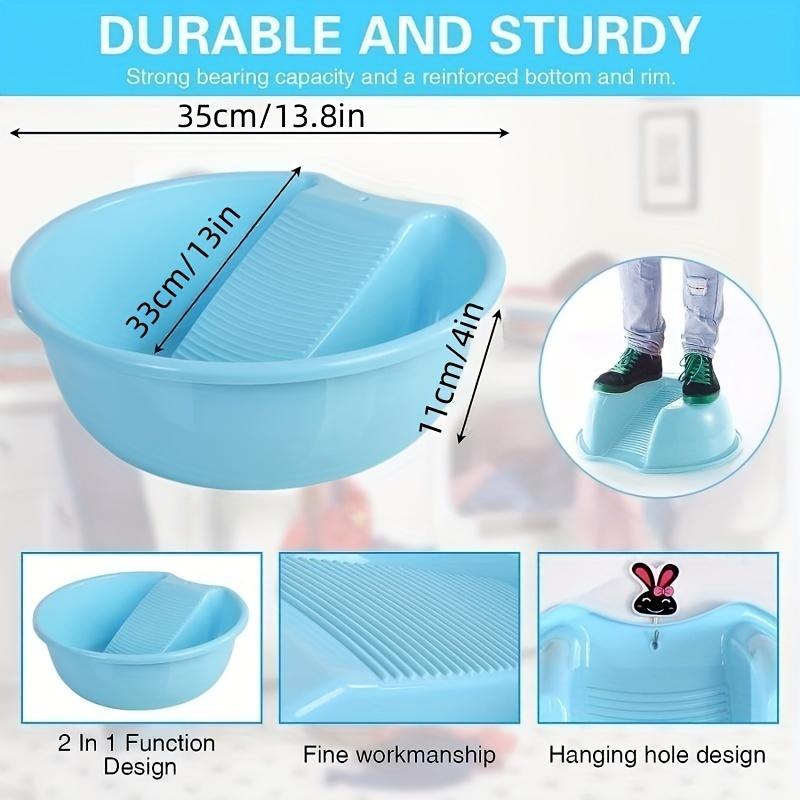 Portable Anti-Skid Wash Basin with Built-in Board for Hand Washing Clothes, Home & Outdoor Use.