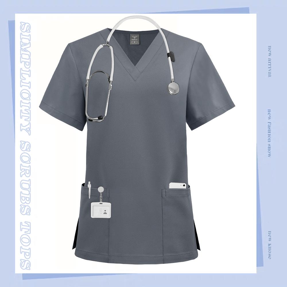 Scrubs Top Medical Surgical Uniform Scrub Blouse Unisex Hospital Working Clothing Pharmacy Nurse Shirt Dental Workwear