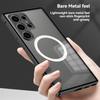 Magnetic Case for Samsung Galaxy S25 Ultra S24 S23 Plus S25+ S24+ Magsafe Metal Spring Aluminium Alloy Lens Protection Matte Back Phone Bumpers