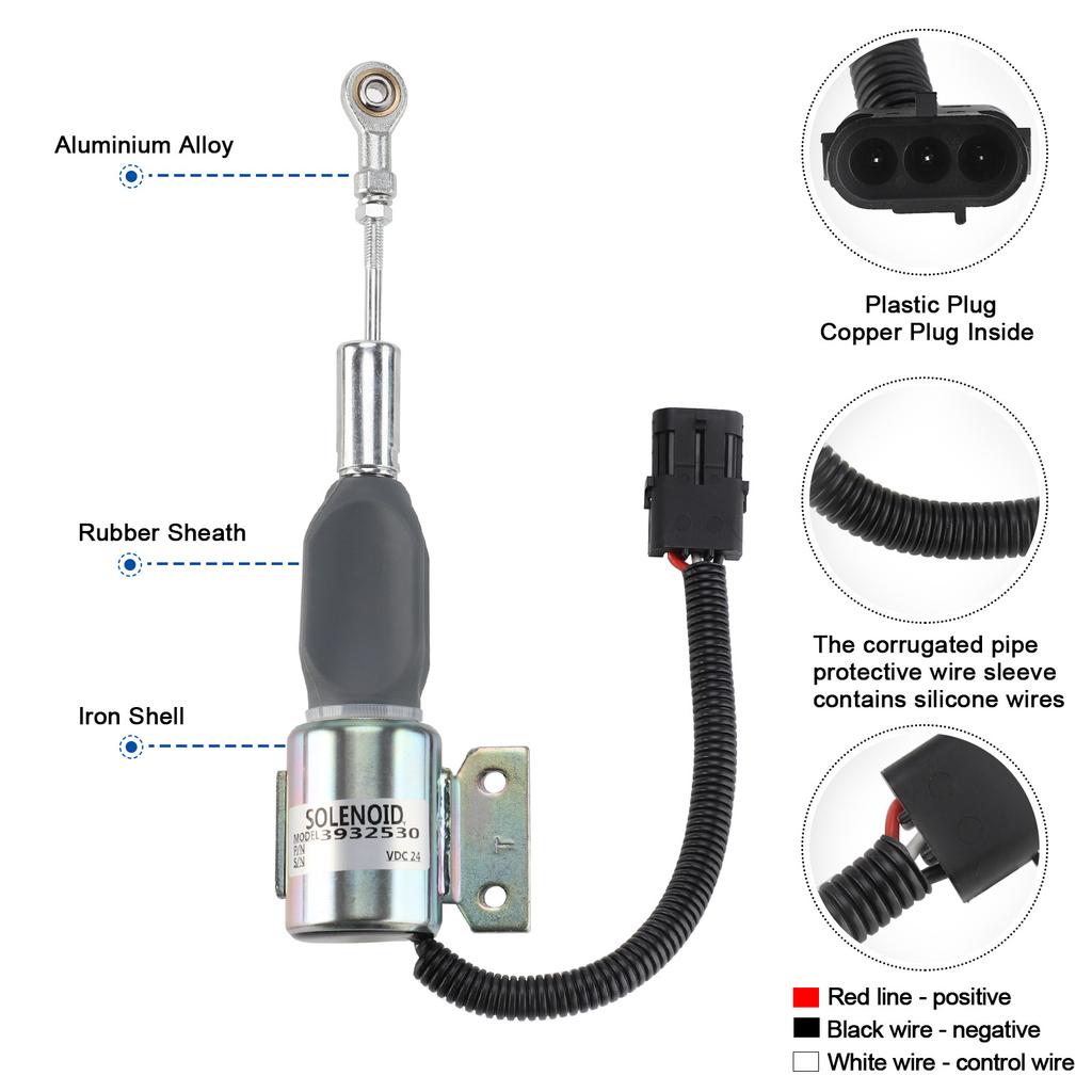 3932530 24V Diesel Engine Shut Off Solenoid SA-4756-24 for Cummins 4BT, 6BT5.9 Excavator