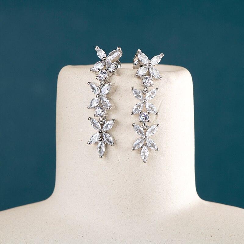 BELLA BOX Aesthetic Earrings For Women Brilliant Marquise Cubic Zirconia Stone Engagement Wedding Party Romantic Accessories