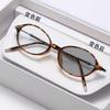 High-End Retro Oval Tortoiseshell Photochromic Glasses with Anti-Blue Light, Indoor/Outdoor Use, Fits Myopia Prescription.