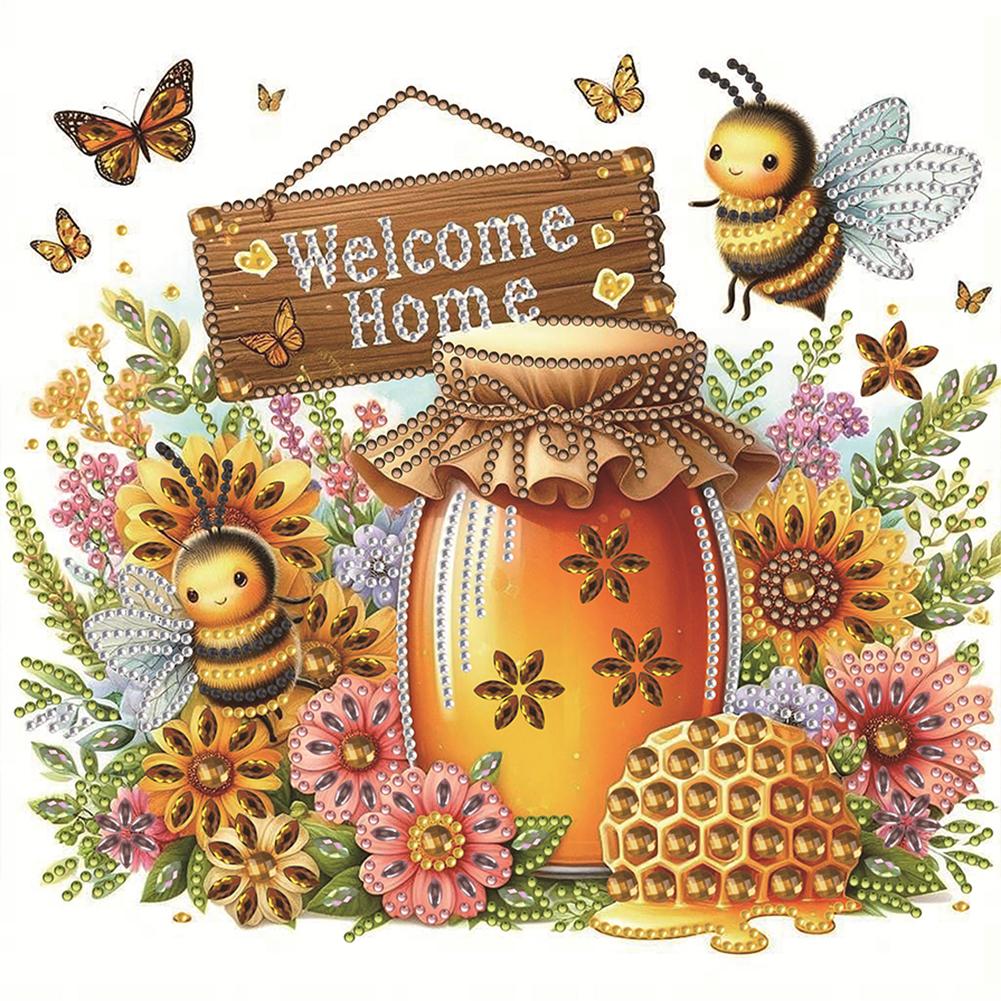 5D DIY Diamond Painting Honeybee Honey Series Partial Special Shaped Drill Diamond Painting Kit Bee Decoration