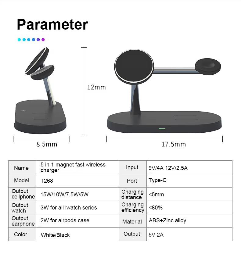 4 In 1 Wireless Charger Stand Magnetic 15W Fast Wireless Charger Station for iPhone 15 14 13 12 Airpods 3 Iwatch