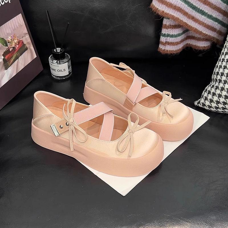 

Туфли-лодочки с бантом лето 2025 новинка нишевые милые и крутые два способа носки повседневные на платформе Мэри Джейн туфли-лодочки женские 40 розовый