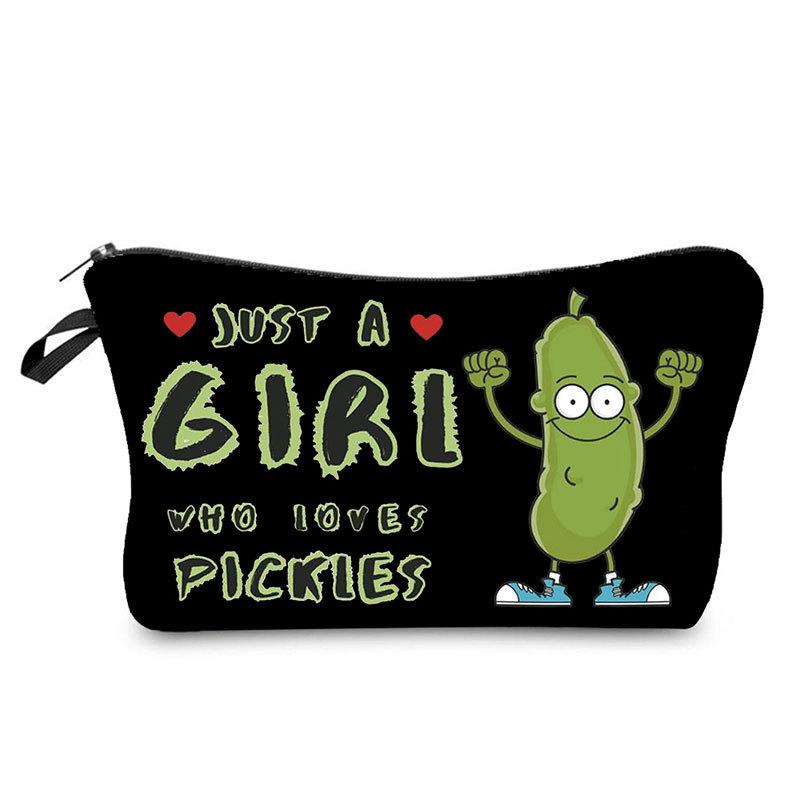 Women Pickled cucumbers Print Cosmetic Bag Toiletries Organize Travel Storage Case 6841