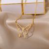Hollow Butterfly Stainless Steel Necklace, Simple Niche High-end Versatile Pendant