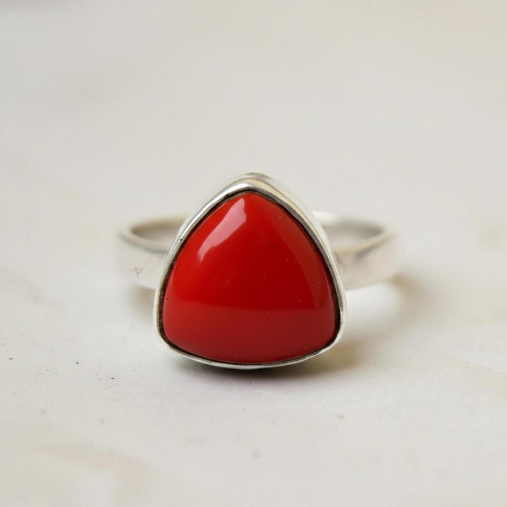 Triangle Shape Red Carnelian Statement Ring, 925 Sterling Silver Jewelry, Handmade Minimalist Boho Ring