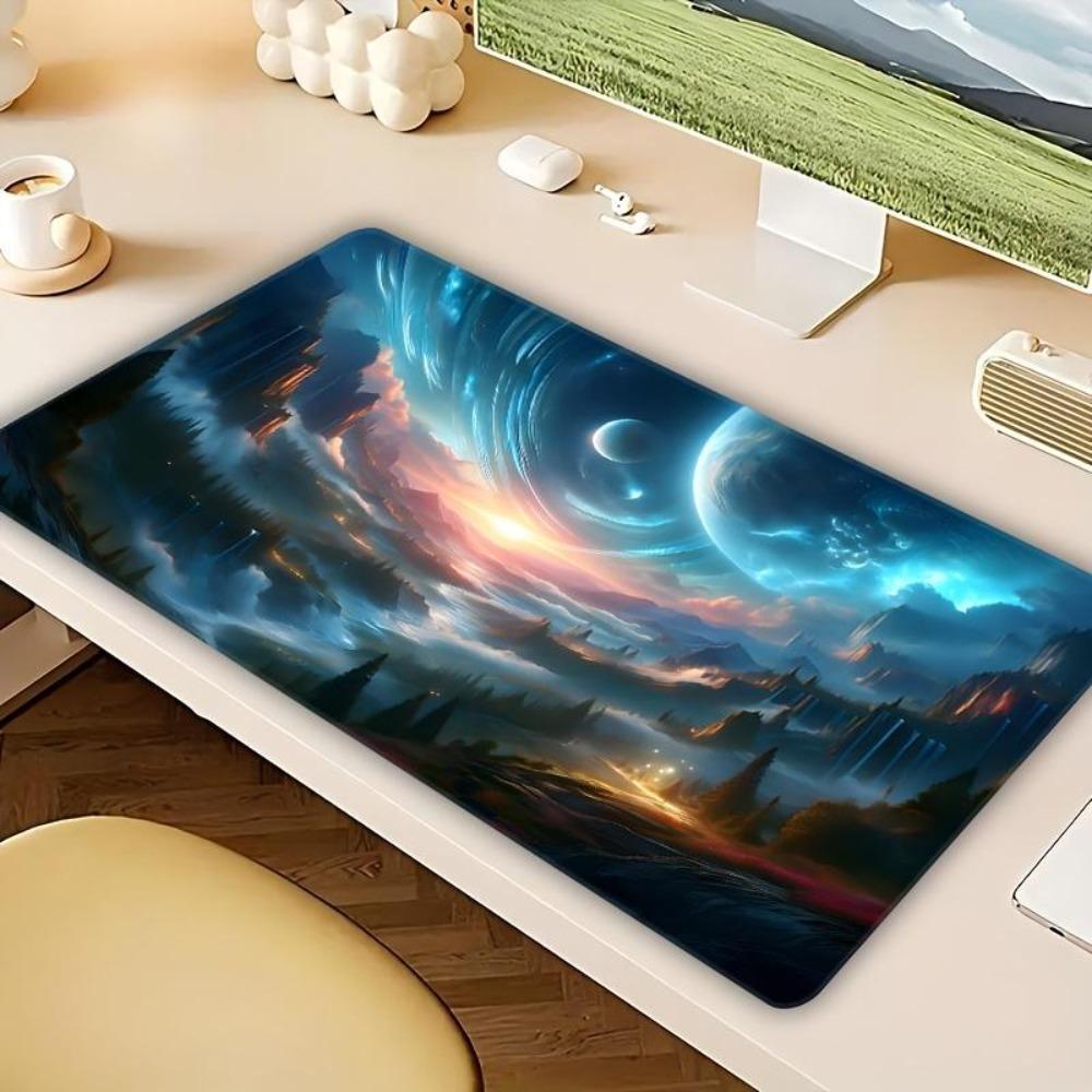 Science Fiction Mountain Pattern Table Mat AntiSlip Gaming Table Mat For Preventing Slips DecoraO Setup Gamer Mousepad Gamer