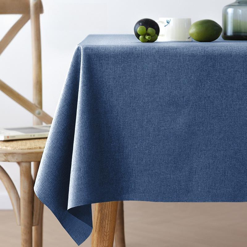 Solid Color Rectangular Table Cloth Waterproof Oil Resistant Household Dustproof Dining Table Cloth Simple and Wear-resistant