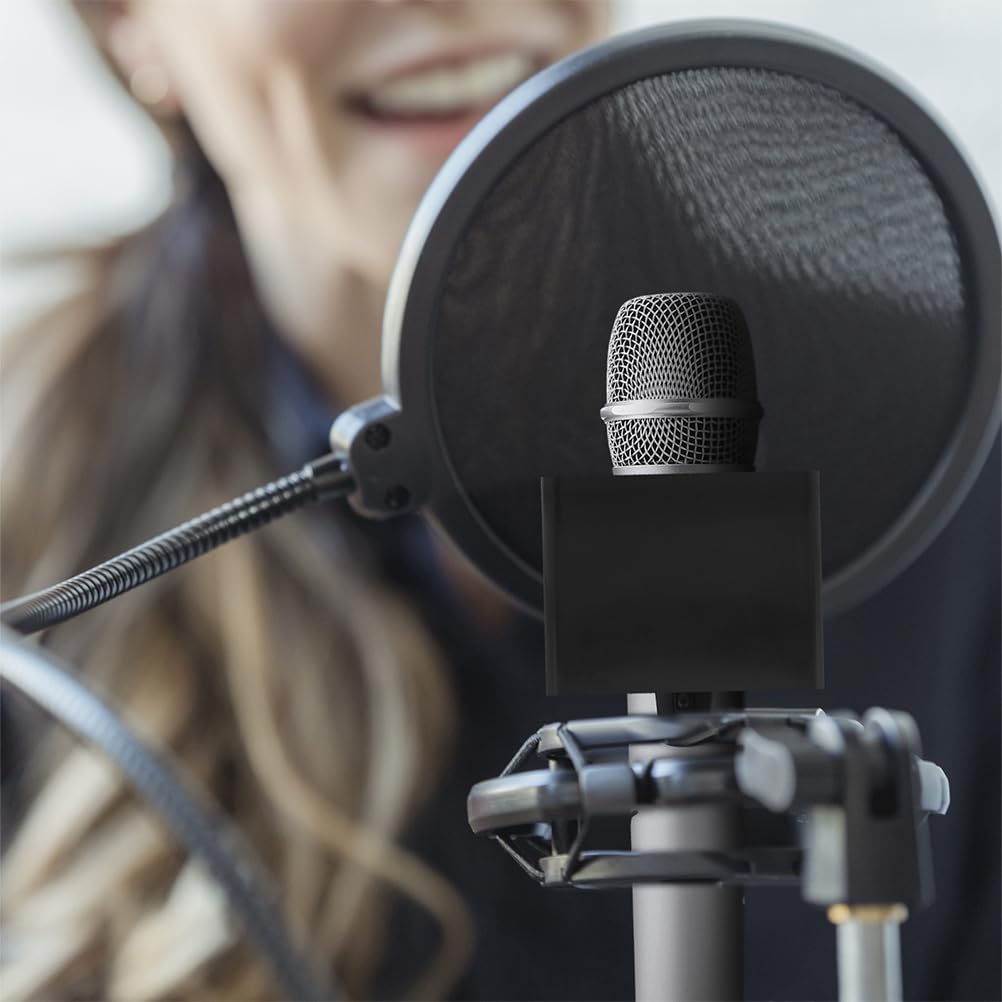 Lurrose Microphone Set of ABS Lightweight Microphone Flags for Interview Microphone Stand X X 2 Inches Logo, 4, Microphones, Accessories, Black,