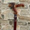 Laska z główką lwa, designerska laska do chodzenia, ręcznie rzeźbiona drewniana laska,