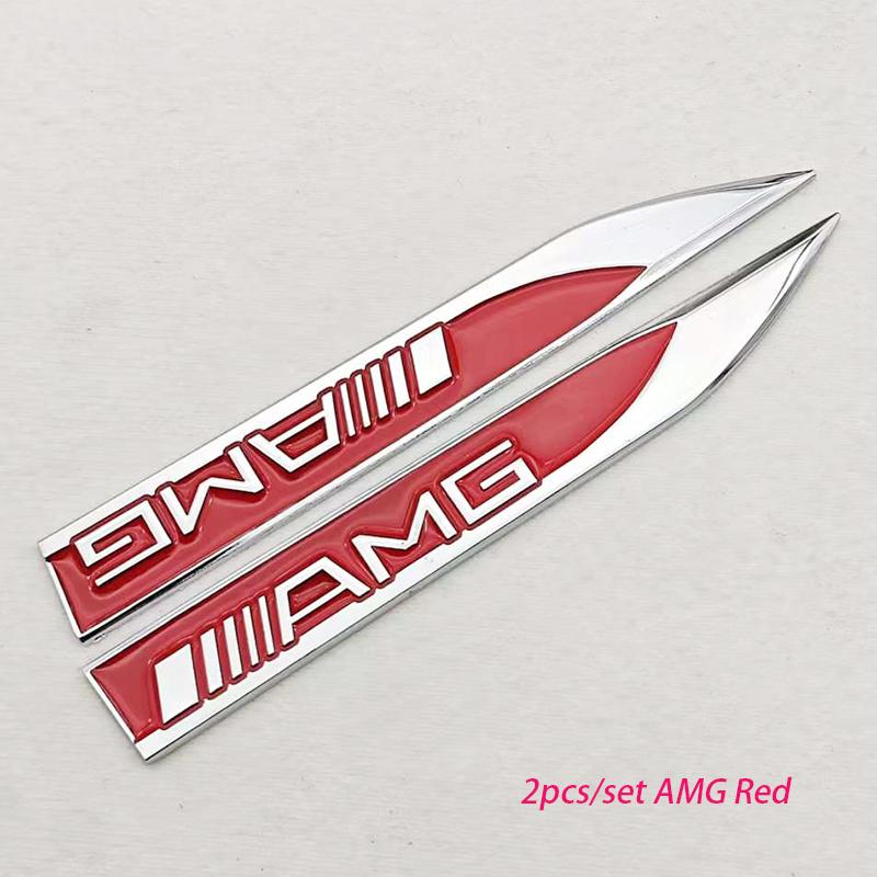 AABHA1 2pcs 3D Metal Car Fender Side Wing Mercedes AMG Logo Emblem Badge Sticker For Mercedes Benz AMG B C E G Class GLB GLC GLK GLE