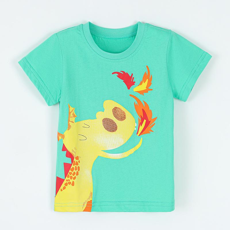 Boys Short-Sleeved T-Shirt: Stylish Dinosaur Print Children s Crew-Neck Top – Short-Sleeved for Younger and Older Children 90cm(2-3Y)