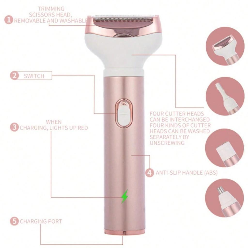 Multifunctional 4 In 1 Shaving Foil Smooth & Silky Body & Bikini Kit, Cordless Bikini Trimmer And Shaver For Women