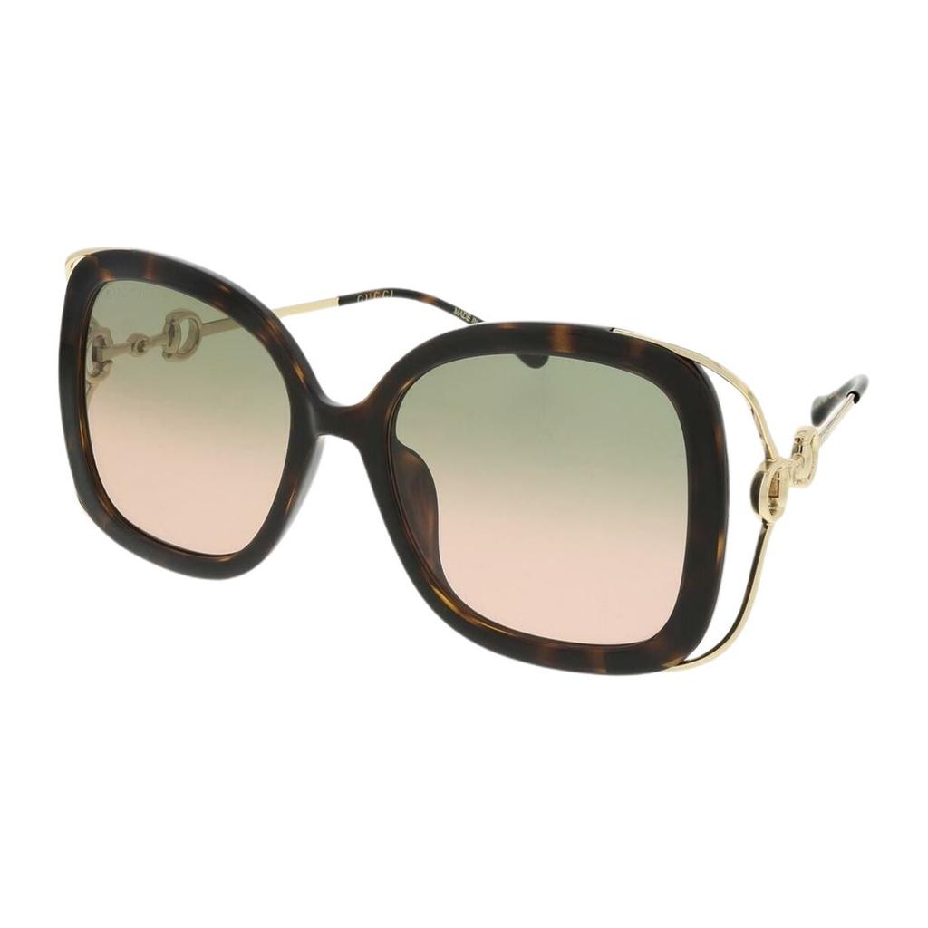 Gucci Womens Green Rose Gradient Lens Butterfly Sunglasses Women Sunglasses GG1021S-001