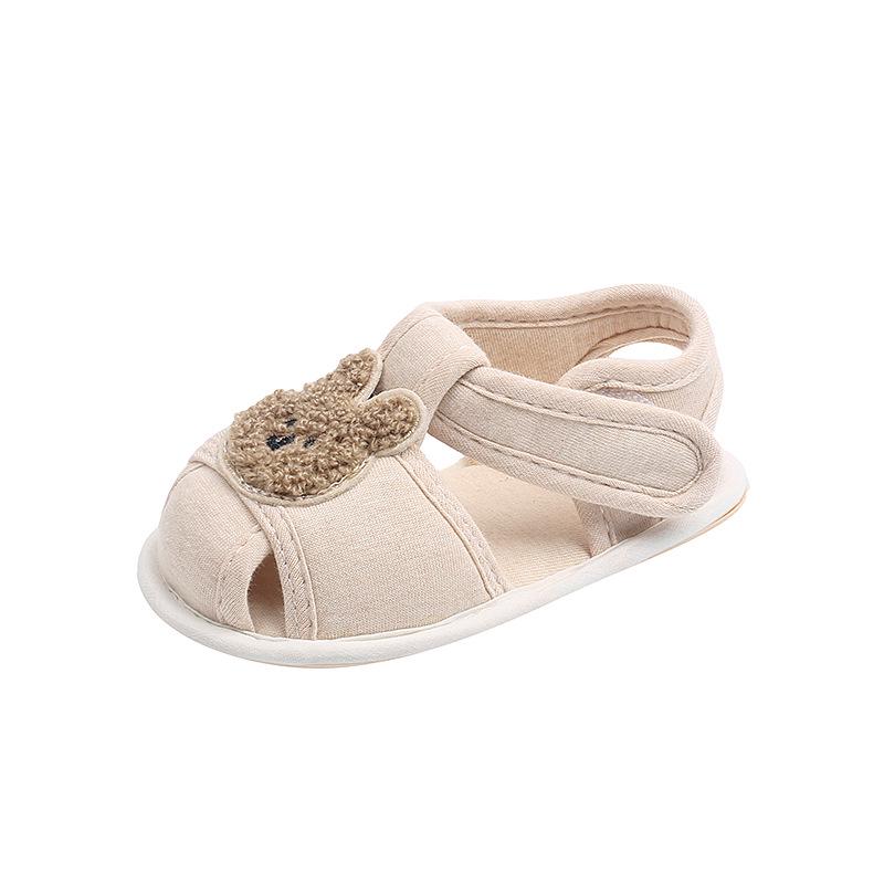Summer Cotton Bear & Rabbit Headband Sandals: Anti-Kick, Non-Slip Soft Sole Shoes for Boys & Girls