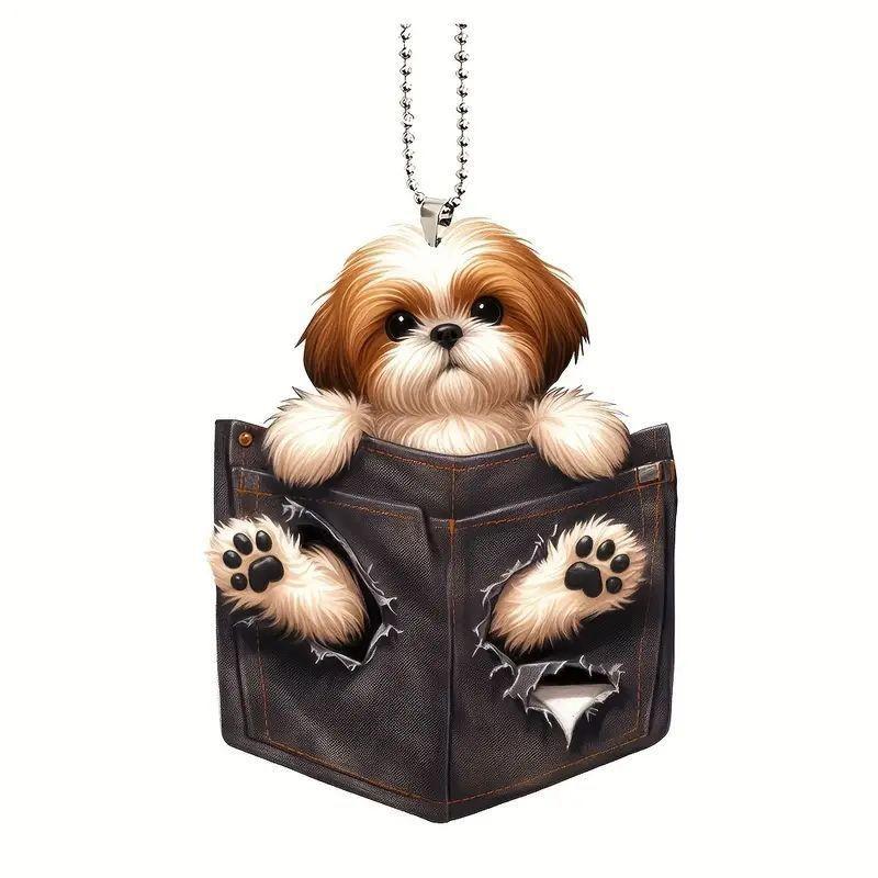Cartoon Dog Cute Acrylic Hanging Car Decor For Unique Vehicle Charm Interior