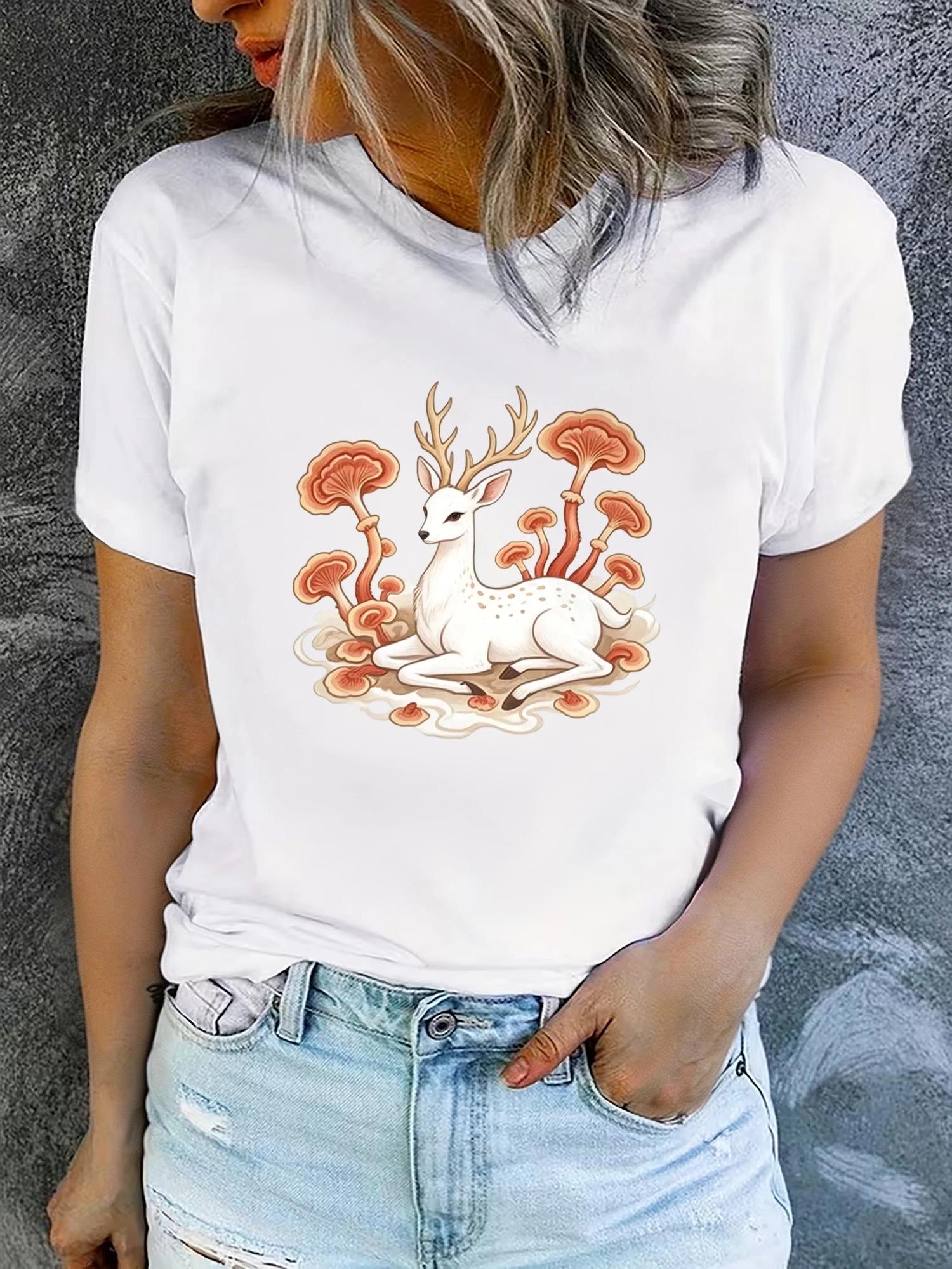 

Women S Summer Short-Sleeve Printed T-Shirts Fashionable and Casual Comfortable Flat Printing Sleeve Aesthetic Clothes S