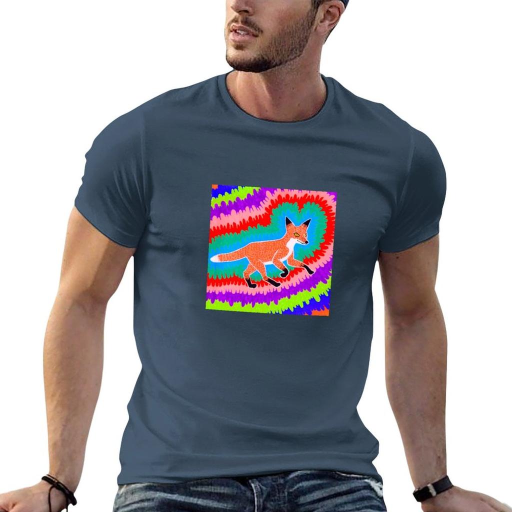 Psychedelic Red Fox TShirt Football T Shirt Rapper Graphic Tees Unisex Clothing