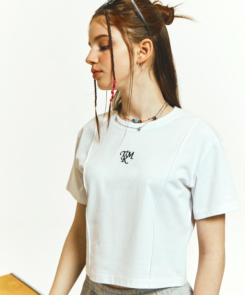 TMAKER Women'S) Logo Semi-Crop Short Sleeve T-Shirt_Raf2Tr2003Wt