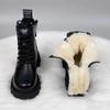 Fleece thickened large cotton boots for women, spring new warm fashion boots British thick-soled non-slip thick-heeled Martin boots