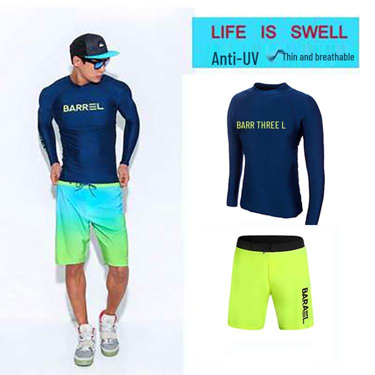 Men's Quick-Dry Long Sleeve Wetsuit for Surfing, Snorkeling, and Water Sports - Sun Protection & Jellyfish Defense.