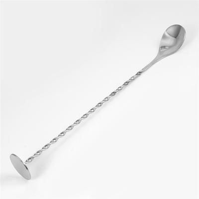 27.5cm Cuillère à queue de disque en acier inoxydable Mélangeur à cocktail Pilon à cocktail Cuillère à mélanger cocktail Louche Agitateur Outil de bar Martini