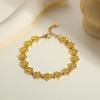 18K Gold Plated Stainless Steel Bracelet Colorful CZ Crystal Flower  Adjustable Chain Women Fashion Jewelry for Gift