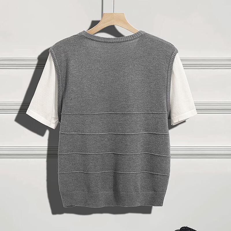 Women's Ice Silk Color Block Short Sleeve Knit T-shirt