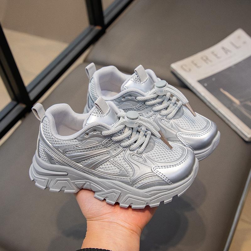 

Туфли для девочек весна и осень 2025 новая однотонная мягкая подошва кожаный верх дышащие одинарные туфли девочки универсальные нескользящие детские кеды 26 серый